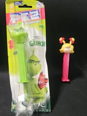 PEZ The Grinch Character Candy Dispenser - Bright Green With Bonus Cindy Lou Who